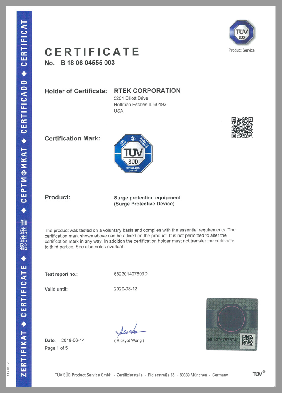 RTEK SPD,Surge protective device manufacturers,Lightning device TUV certification